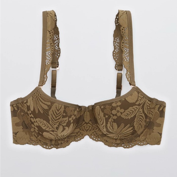 NWOT Aerie Real Power Balconette Lightly Lined Bra in Olive, 34B - Picture 3 of 15